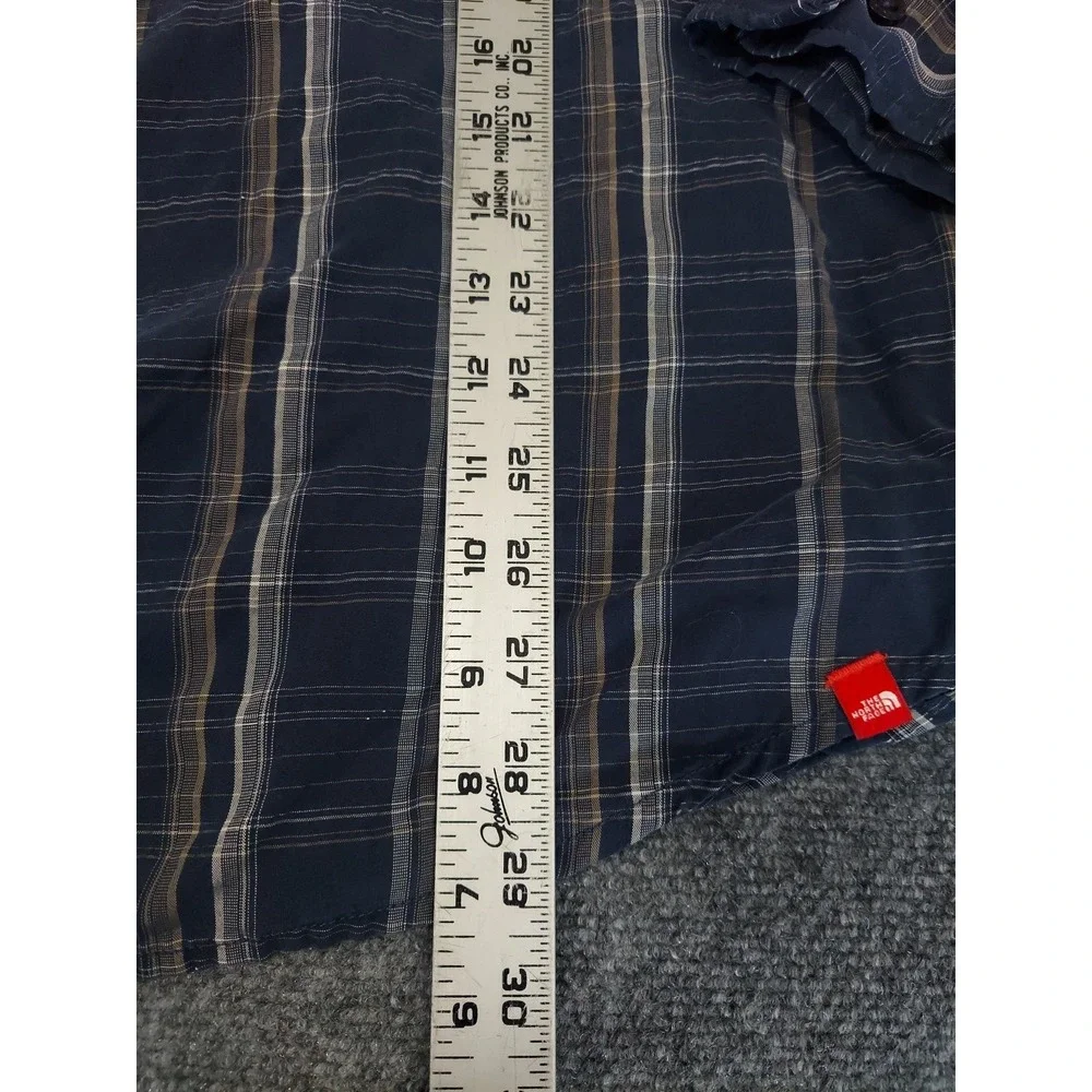 The North Face Shirt Mens XL‎ Blue Plaid Roll Tab Sleeve Outdoor Hiking Utility